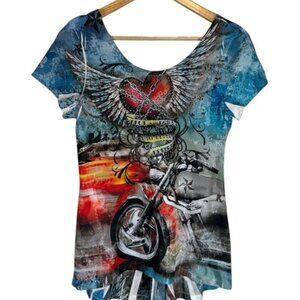 Big Bang Tee Shirt Size Small Love Never Expires Y2K Punk Motorcycle